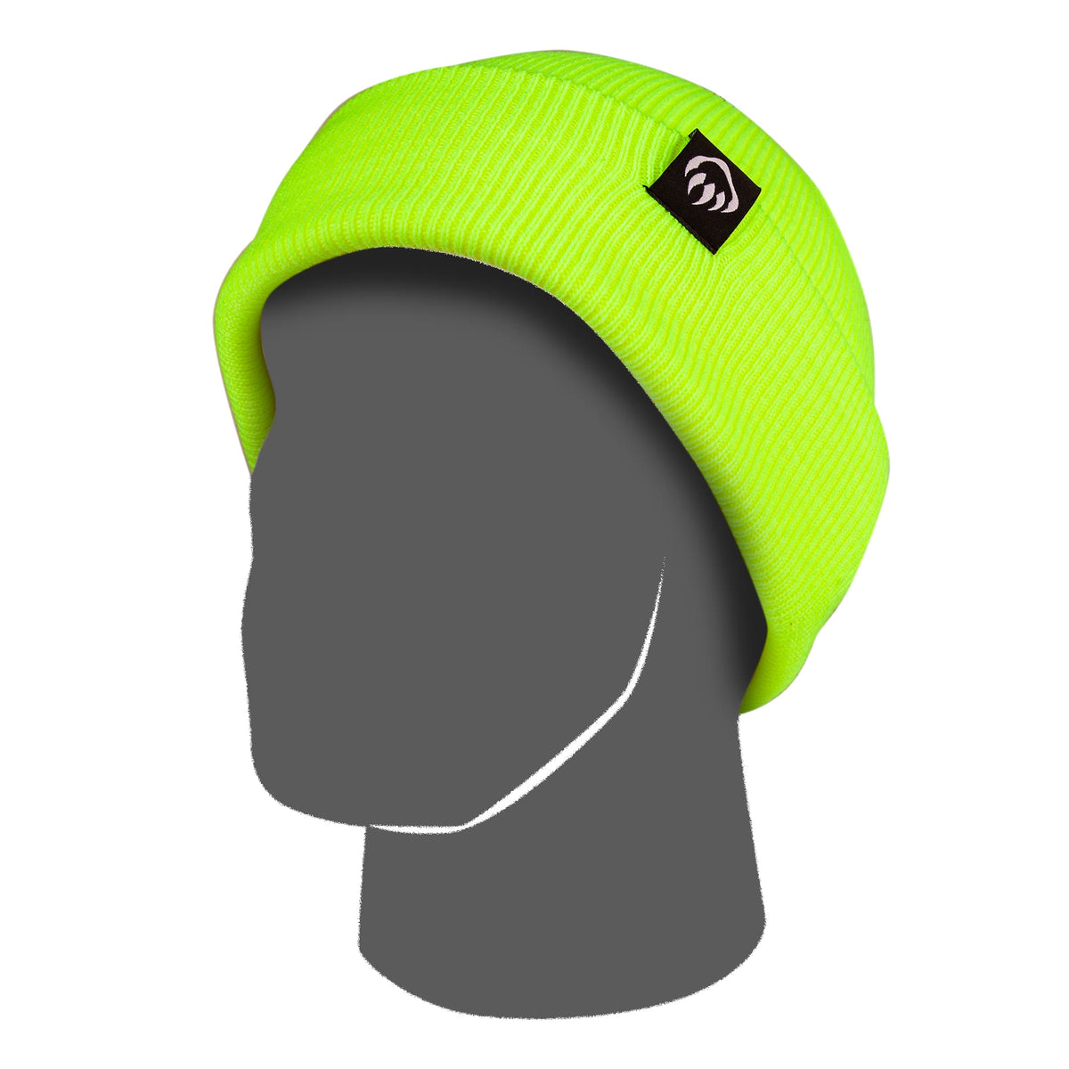 Wolverine Rib Knit Watch Cap, Made in USA Embroidery - Saftey Yellow - Right Angle 2