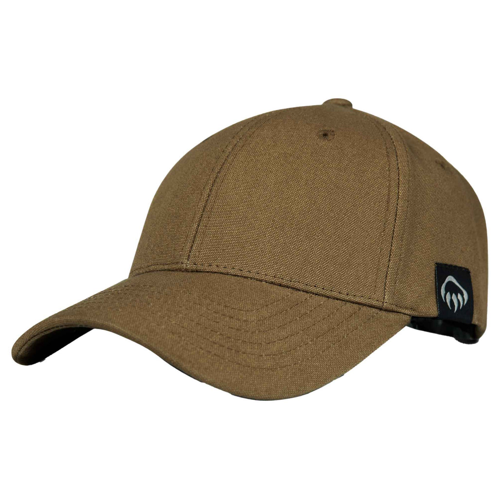 Wolverine Six Panel Cap, Grey Claw Label Transfer - Chestnut - Right Angle 2