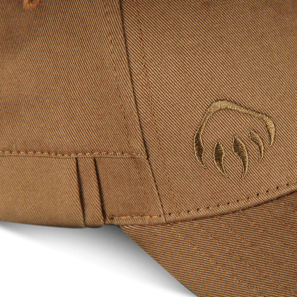 Wolverine Six Panel Cap with Pencil Sleeve Embroidery - Cedar - Left Angle Detail