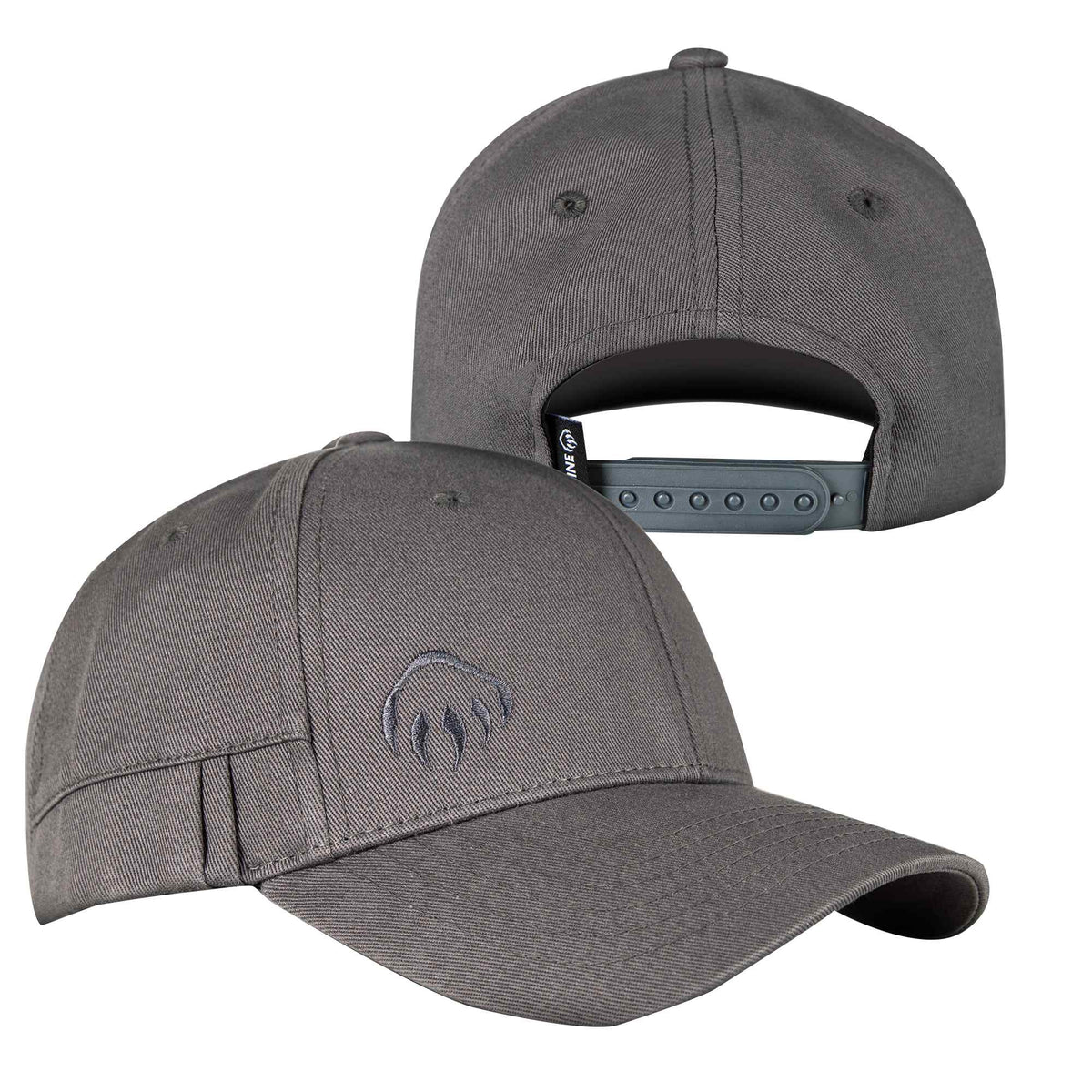 Wolverine Six Panel Cap with Pencil Sleeve Embroidery - Dark Grey - Left Angle