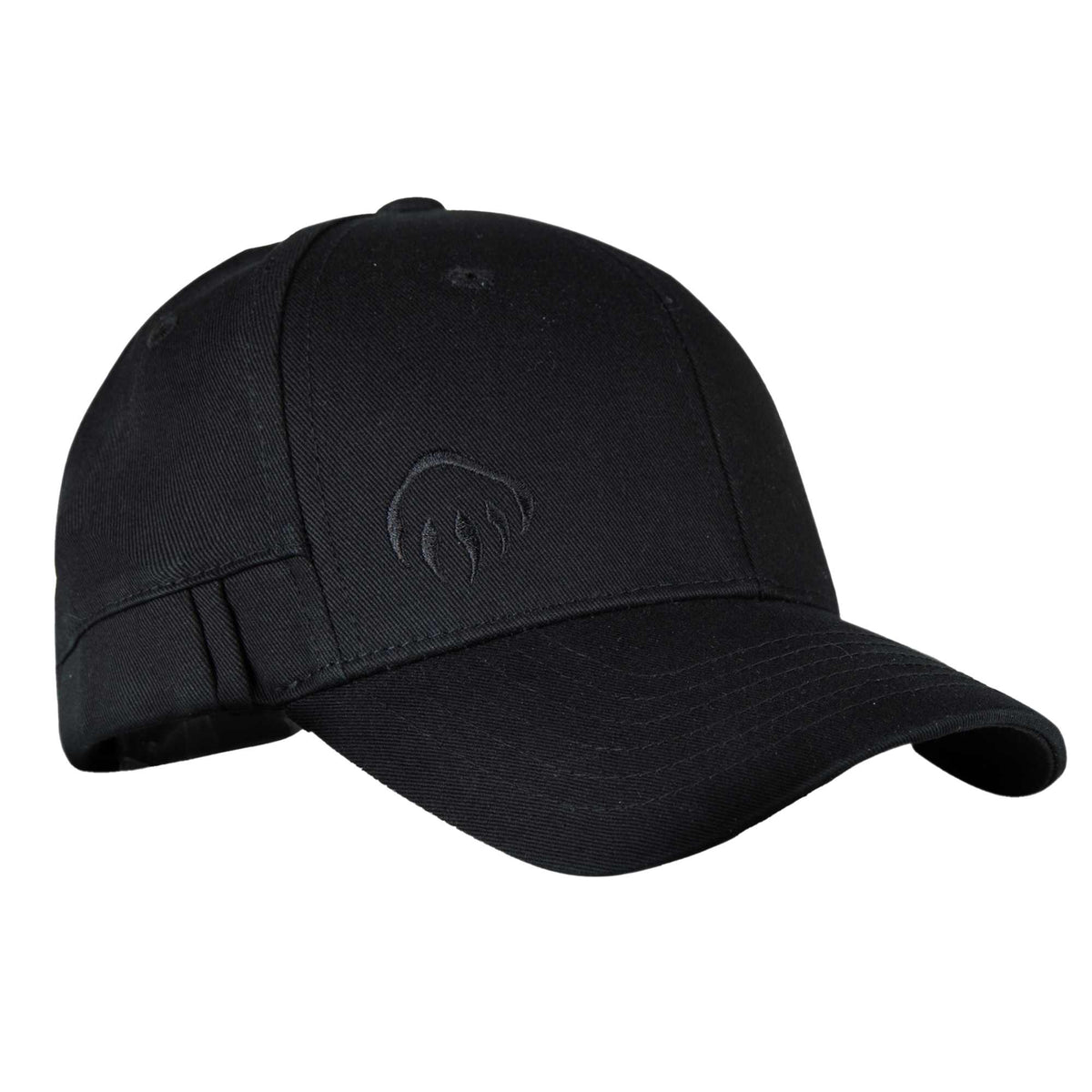 Wolverine Six Panel Cap with Pencil Sleeve Embroidery - True Black - Left Angle