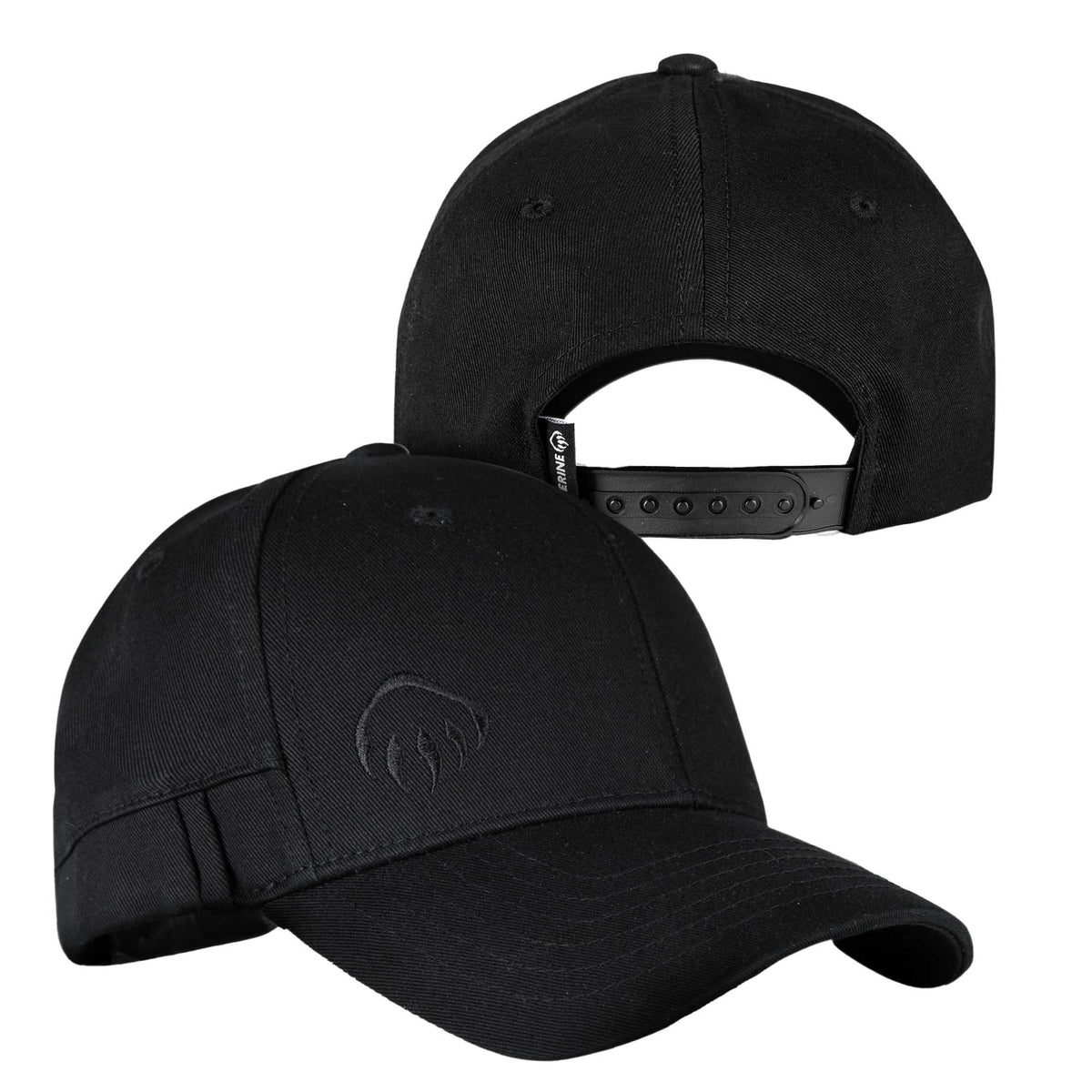 Wolverine Six Panel Cap with Pencil Sleeve Transfer - True Black - Left Angle 2