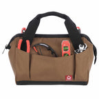 Wolverine Tool Bag with 14 Pockets, 13 Inch - Chestnut - Propped Front