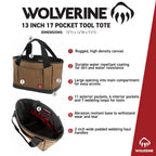 Wolverine Tool Tote with 17 Pockets, 13 Inch Transfer - Chestnut - Photo