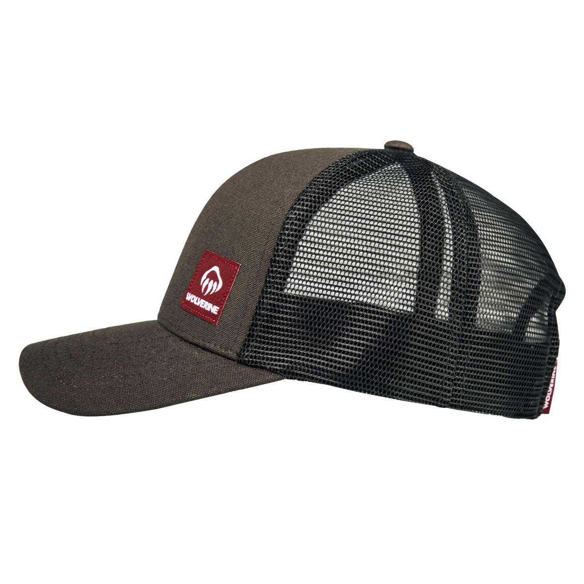 Wolverine Trucker Cap, Red Label Transfer - Black Olive - Left Side
