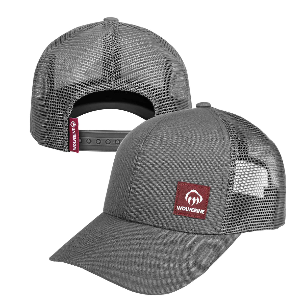 Wolverine Trucker Cap, Red Label Transfer - Grey - Left Angle
