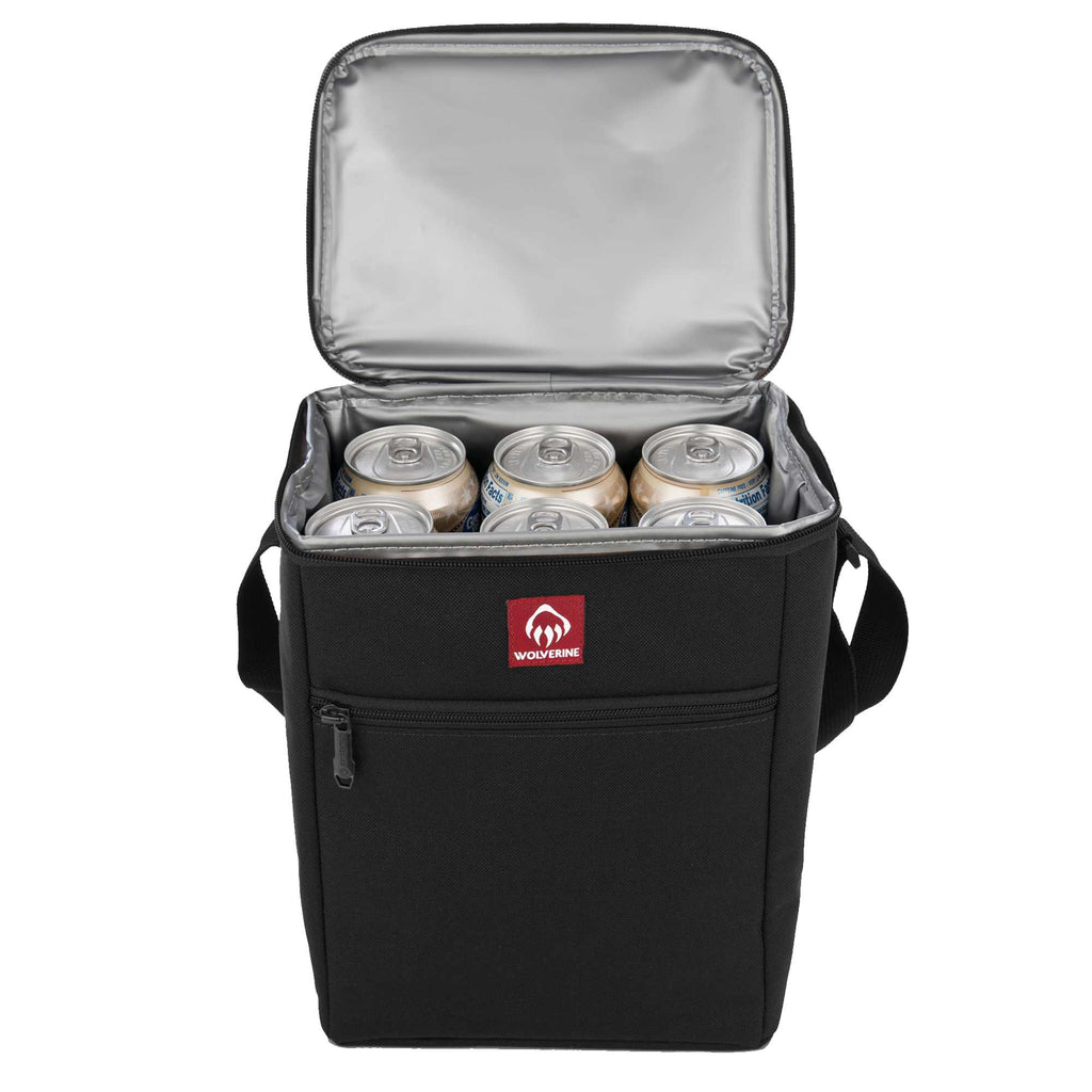 Wolverine Vertical Canvas Cooler for 12 Cans Transfer - Black - Open Front 3