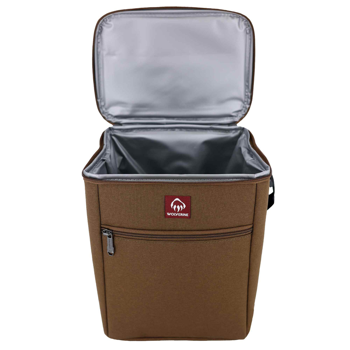 Wolverine Vertical Canvas Cooler for 12 Cans Transfer - Chestnut - Open Front 2