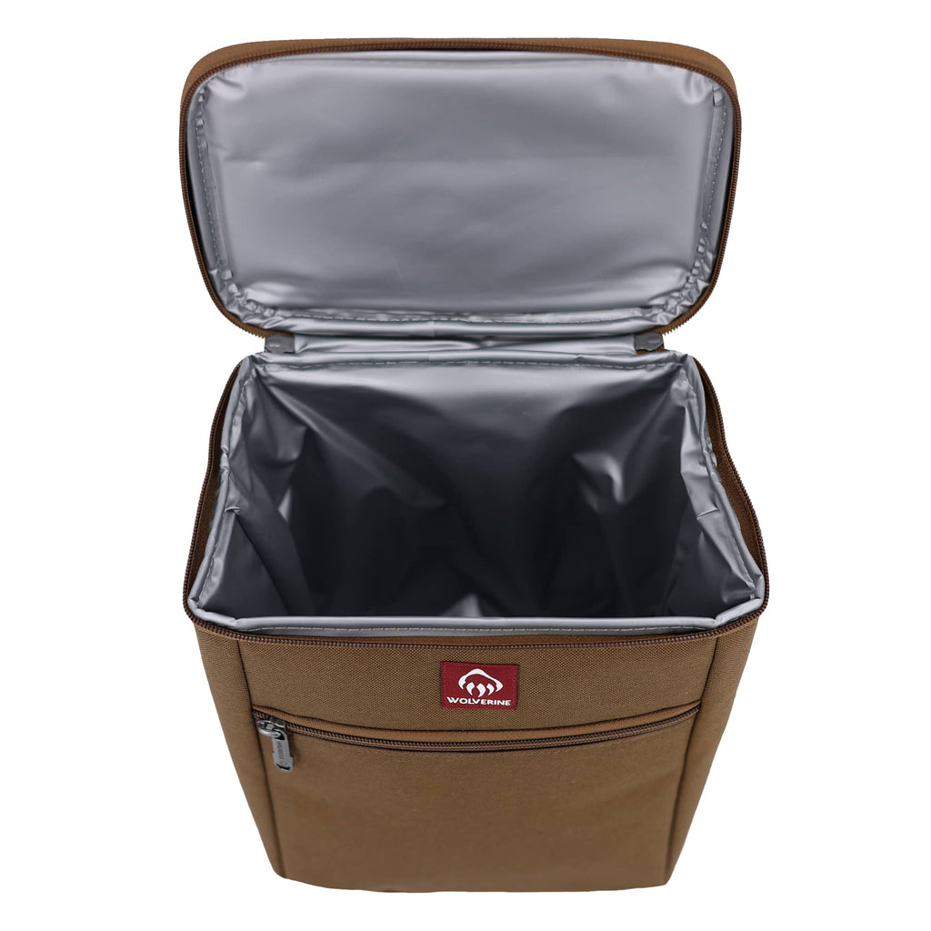 Wolverine Vertical Canvas Cooler for 12 Cans Transfer - Chestnut - Open Front 3