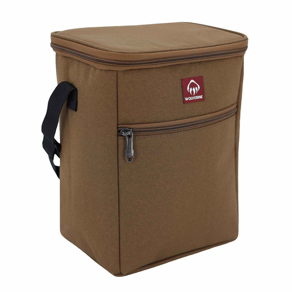 Wolverine Vertical Canvas Cooler for 12 Cans Transfer - Chestnut - Right Angle 2