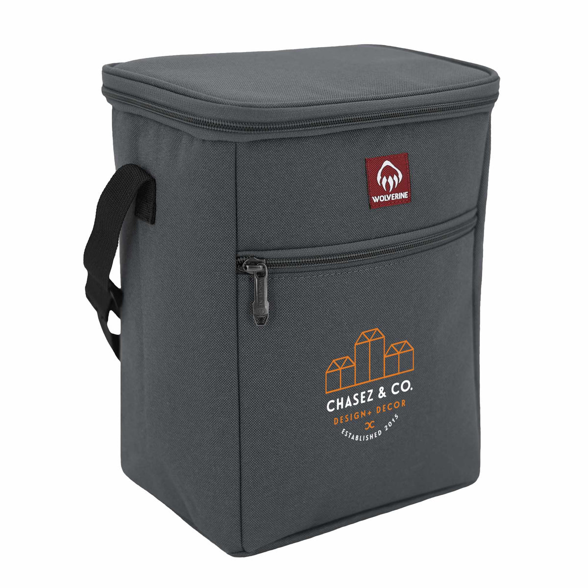 Wolverine Vertical Canvas Cooler for 12 Cans Transfer - Gray - Right Angle