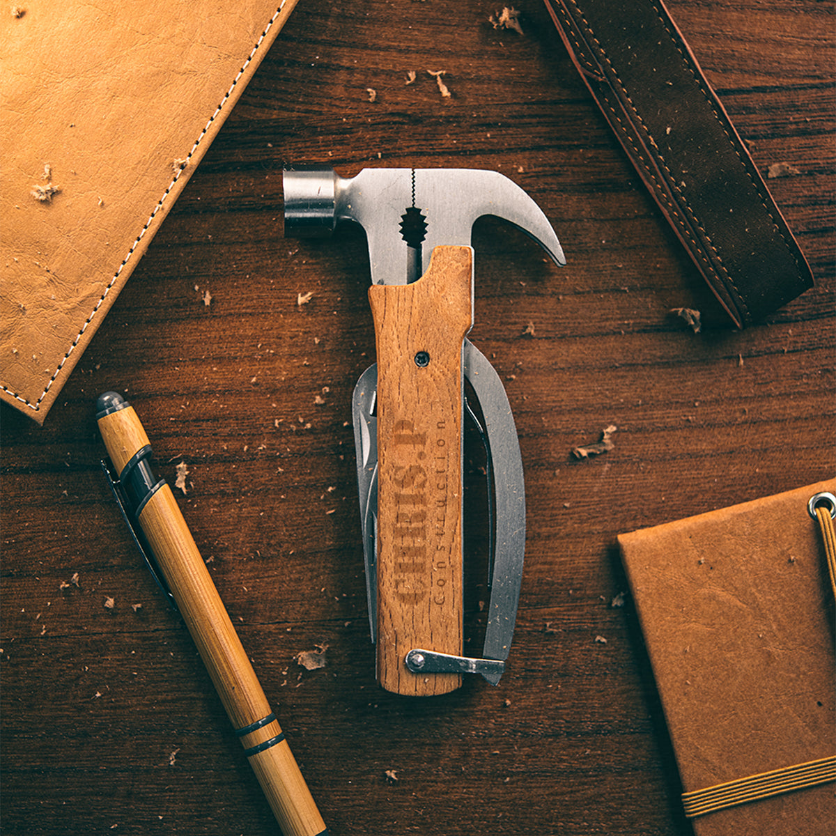 Wooden Hammer Multi-Tool, Twelve-Way - Wood - Lifestyle_Laser