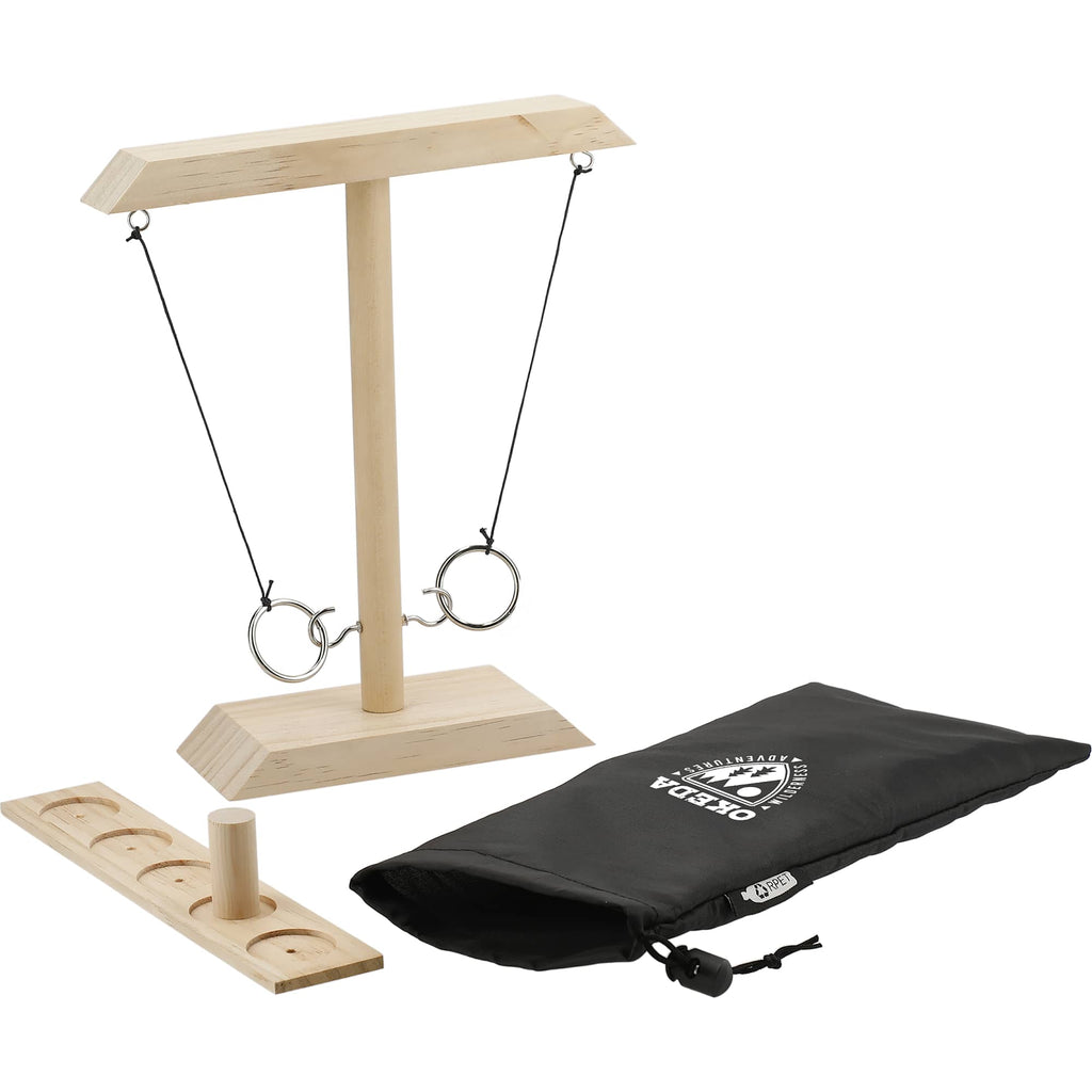 Wooden Ring Toss Game with Storage Bag - Wood - Right Angle
