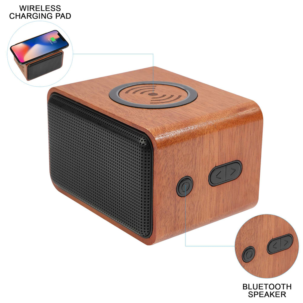 Wooden Speaker with Wireless Charging Top Laser Engraving - Wood - Photo 5