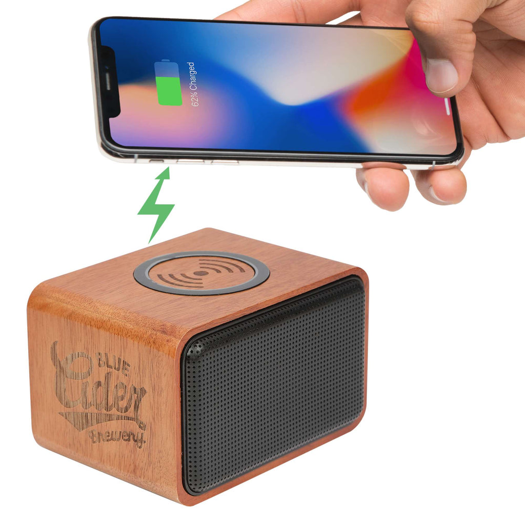Wooden Speaker with Wireless Charging Top - Wood - Front