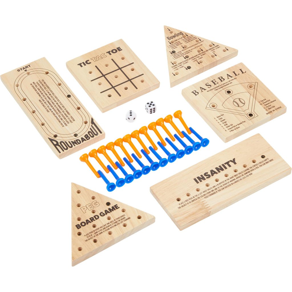 Wooden Travel Peg Game Set, 6 in 1 Transfer - Natural - Detail 2