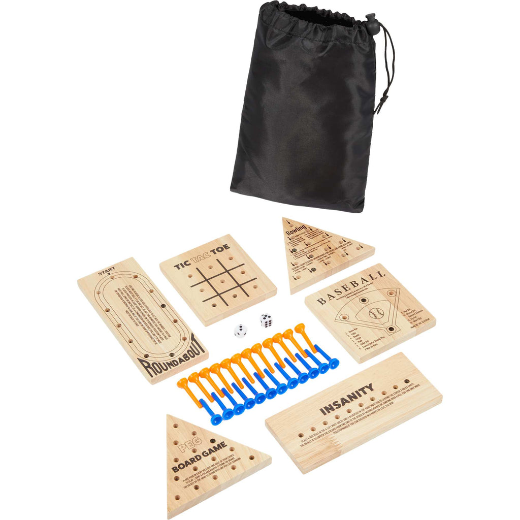 Wooden Travel Peg Game Set, 6 in 1 Transfer - Natural - Detail 3