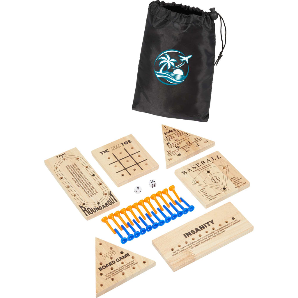 Wooden Travel Peg Game Set, 6 in 1 Transfer - Natural - Detail