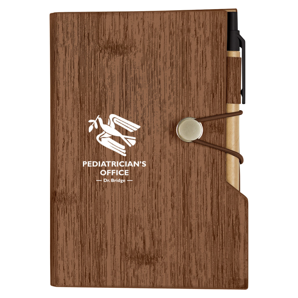 Woodgrain Notebook with Sticky Notes and Flags - Brown - Silk Screen