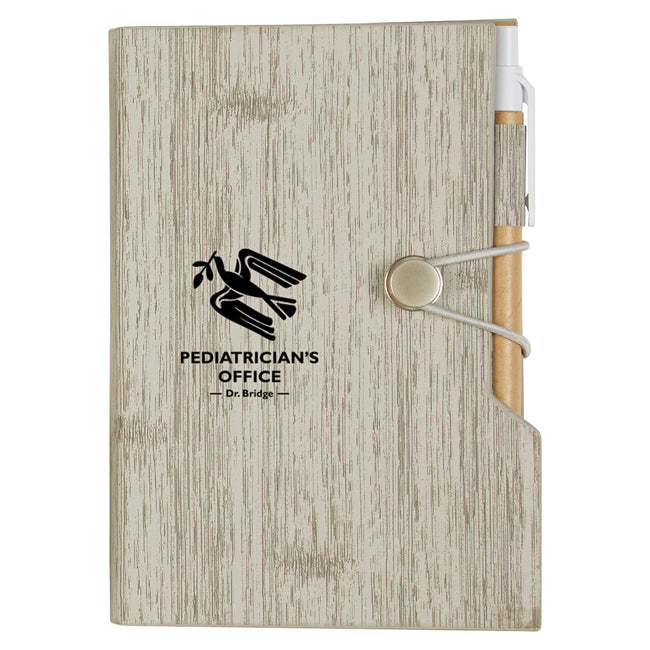 Woodgrain Notebook with Sticky Notes and Flags Debossing