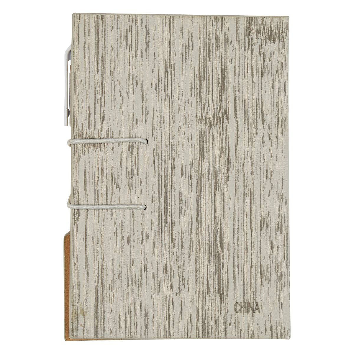 Woodgrain Notebook with Sticky Notes and Flags - Gray - +Back_Blank