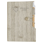 Woodgrain Notebook with Sticky Notes and Flags - Gray - Debossing