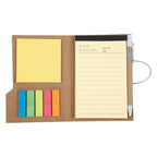 Woodgrain Notebook with Sticky Notes and Flags - Gray - Open