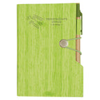 Woodgrain Notebook with Sticky Notes and Flags - Lime Green - Debossing