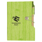 Woodgrain Notebook with Sticky Notes and Flags - Lime Green - Silk Screen