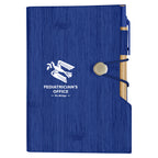 Woodgrain Notebook with Sticky Notes and Flags - Navy - Silk Screen