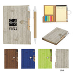 Woodgrain Notebook with Sticky Notes and Flags
