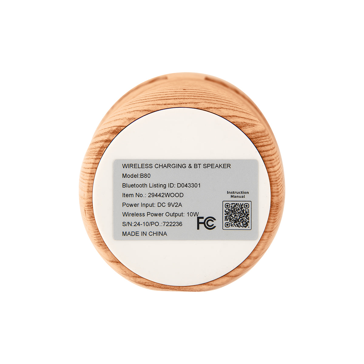 Woodgrain Wireless Charging Pad and Speaker - Bottom