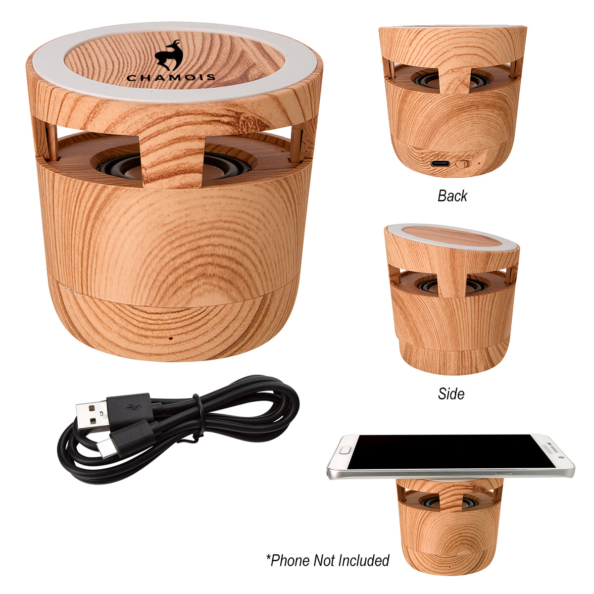 Woodgrain Wireless Charging Pad and Speaker