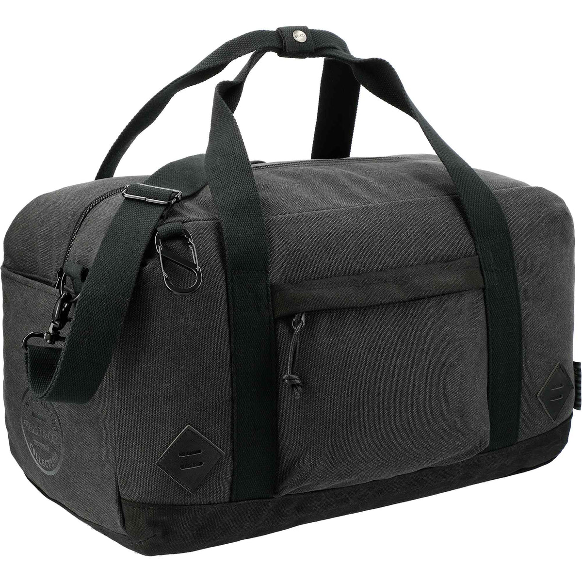 Woodland Cotton Canvas Duffel Bag with Carabiner Transfer - Black - Right Angle 2