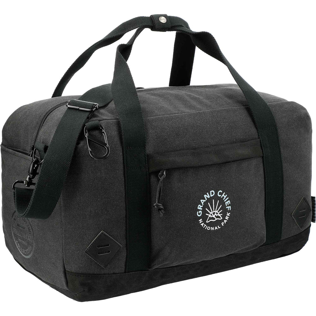 Woodland Cotton Canvas Duffel Bag with Carabiner Transfer - Black - Right Angle