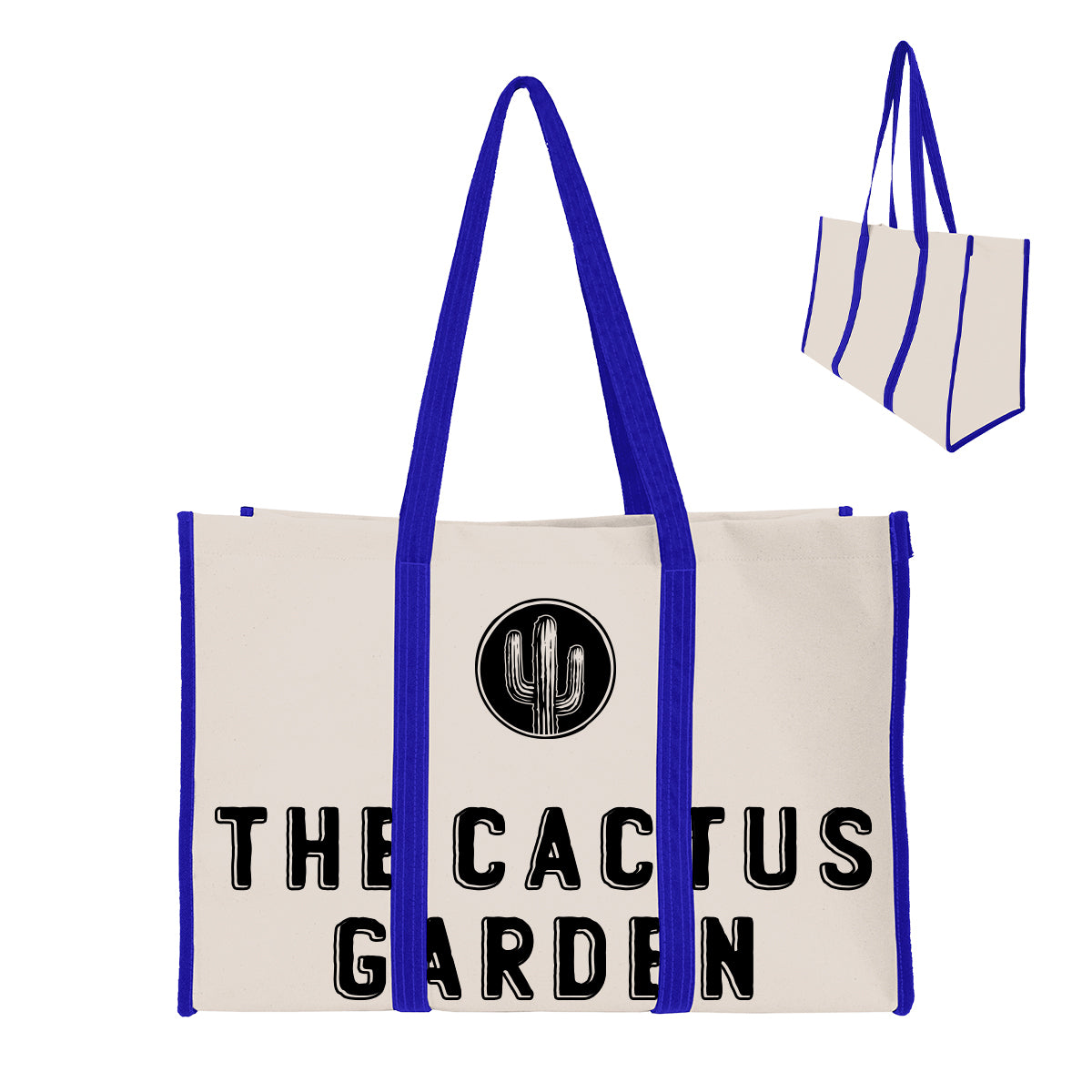 Wrap Around Tote Bag in Recycled Canvas - Blue - Silk Screen