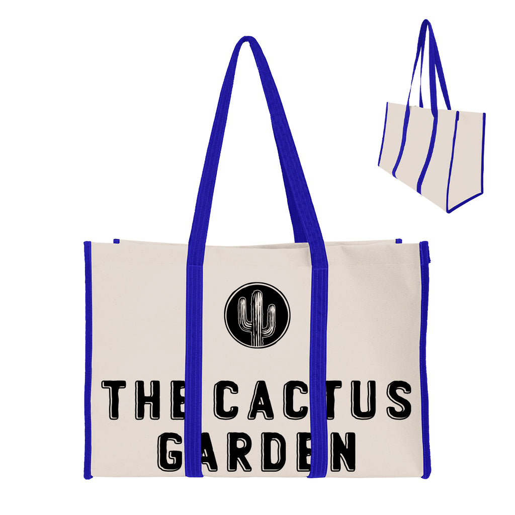 Wrap Around Tote Bag in Recycled Canvas - Blue - Silk Screen