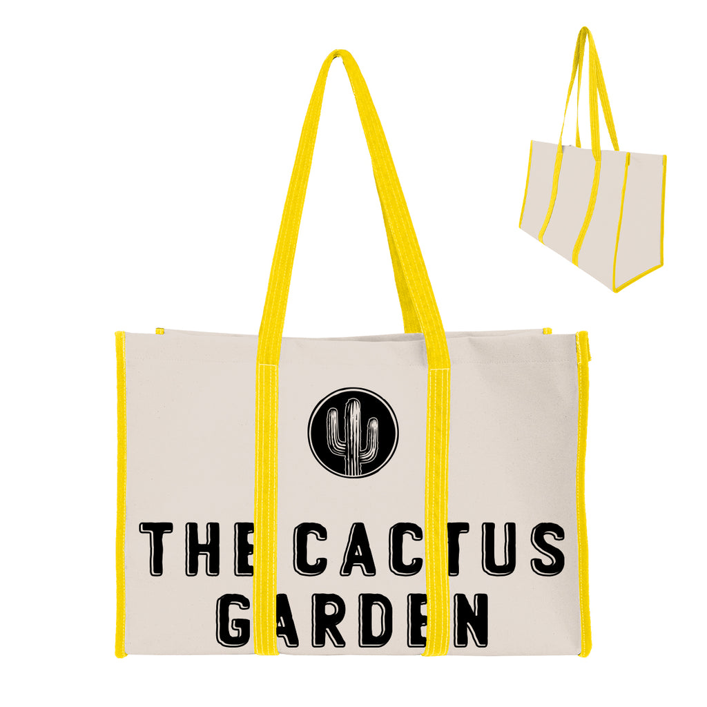 Wrap Around Tote Bag in Recycled Canvas - Yellow - Silk Screen