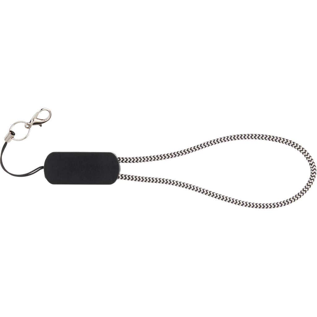 Wrist Link 5-in-1 Charging Lanyard, 65W Full Color - Black/Silver - Back