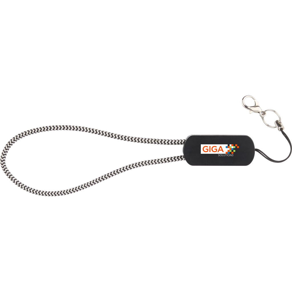 Wrist Link 5-in-1 Charging Lanyard, 65W Full Color - Black/Silver - Front