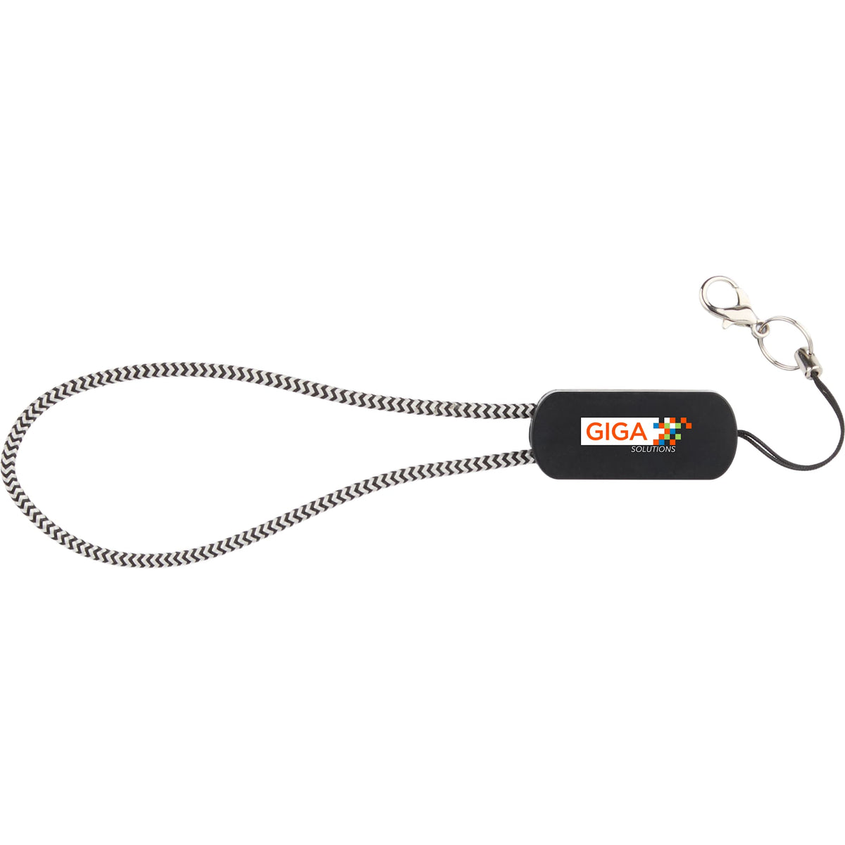 Wrist Link 5-in-1 Charging Lanyard, 65W Full Color - Black/Silver - Front