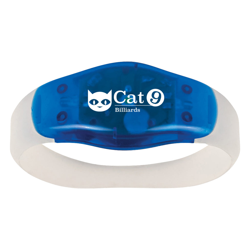 Wristband with a Safety Light - Clear With Blue - Pad Print