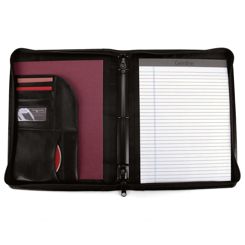 Writer's Zippered Ring Binder Padfolio, 1 Inch - Black - View 2