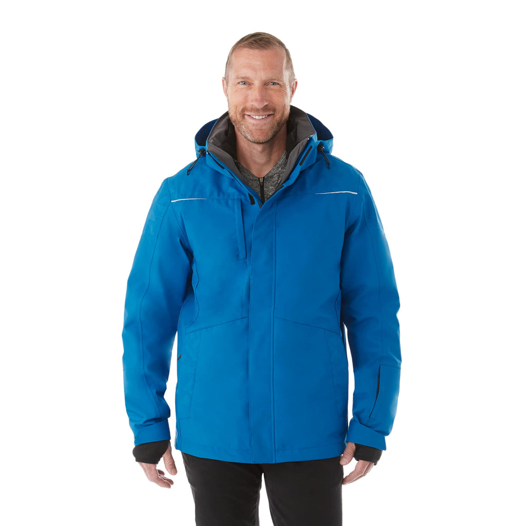 Yamaska 3-in-1 Waterproof Softshell Jacket for Men Laser Engraving - Olympic Blue/Black - Front On Model