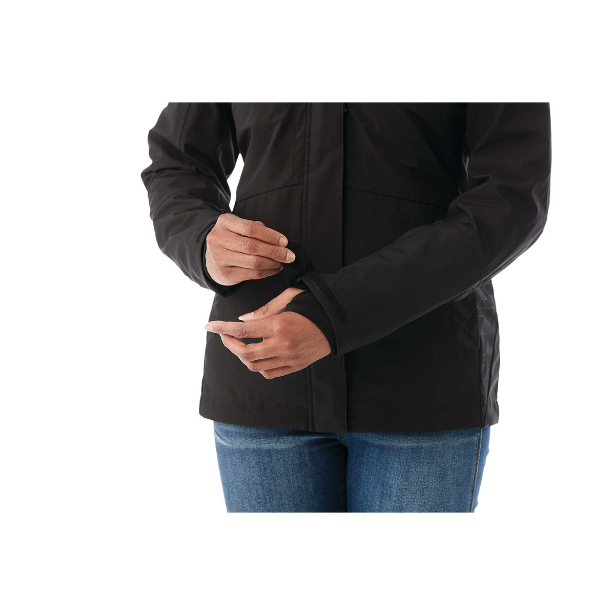 Yamaska 3-in-1 Waterproof Softshell Jacket for Women Debossing - Black/Black - On Model 4