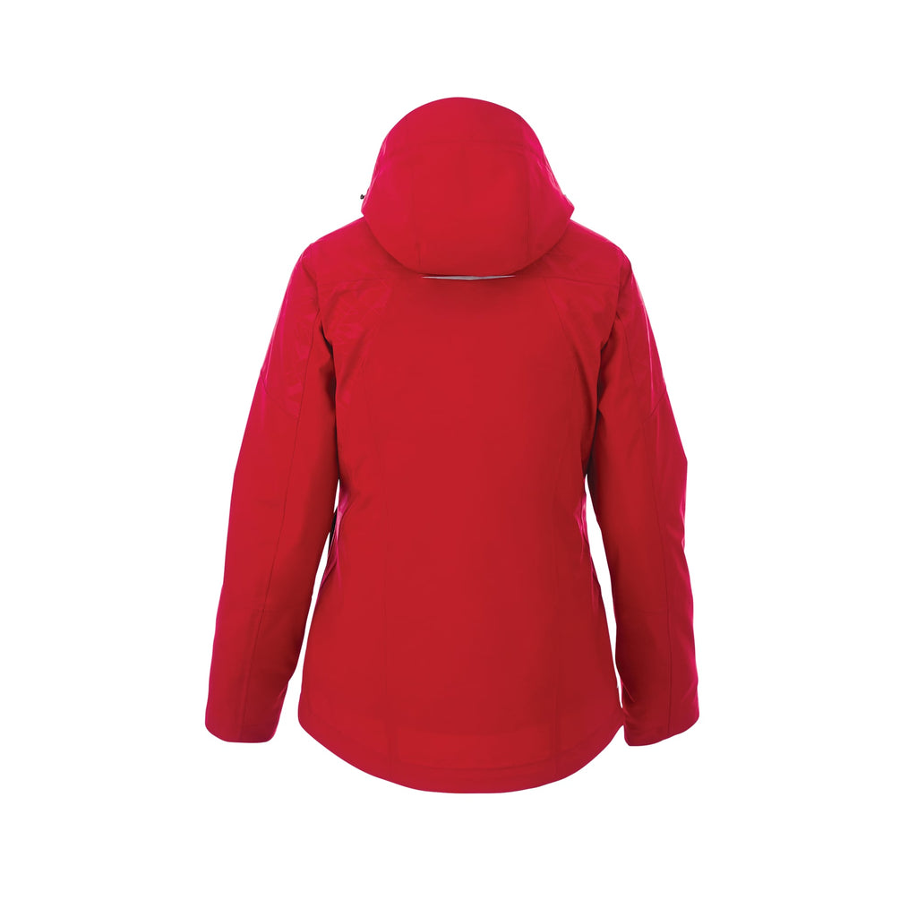 Yamaska 3-in-1 Waterproof Softshell Jacket for Women Debossing - Team Red/Black - Back Flat
