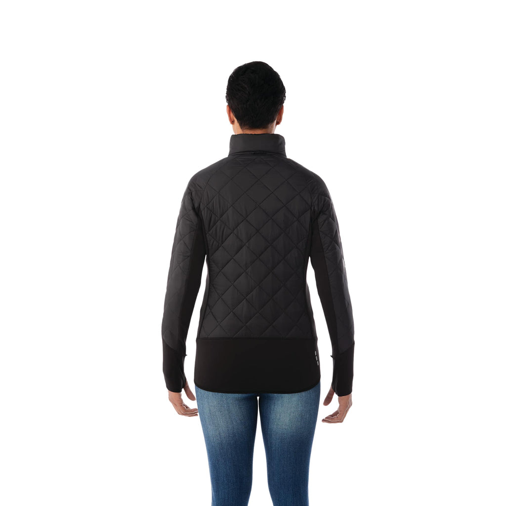 Yamaska 3-in-1 Waterproof Softshell Jacket for Women Embroidery - Black/Black - Back On Model
