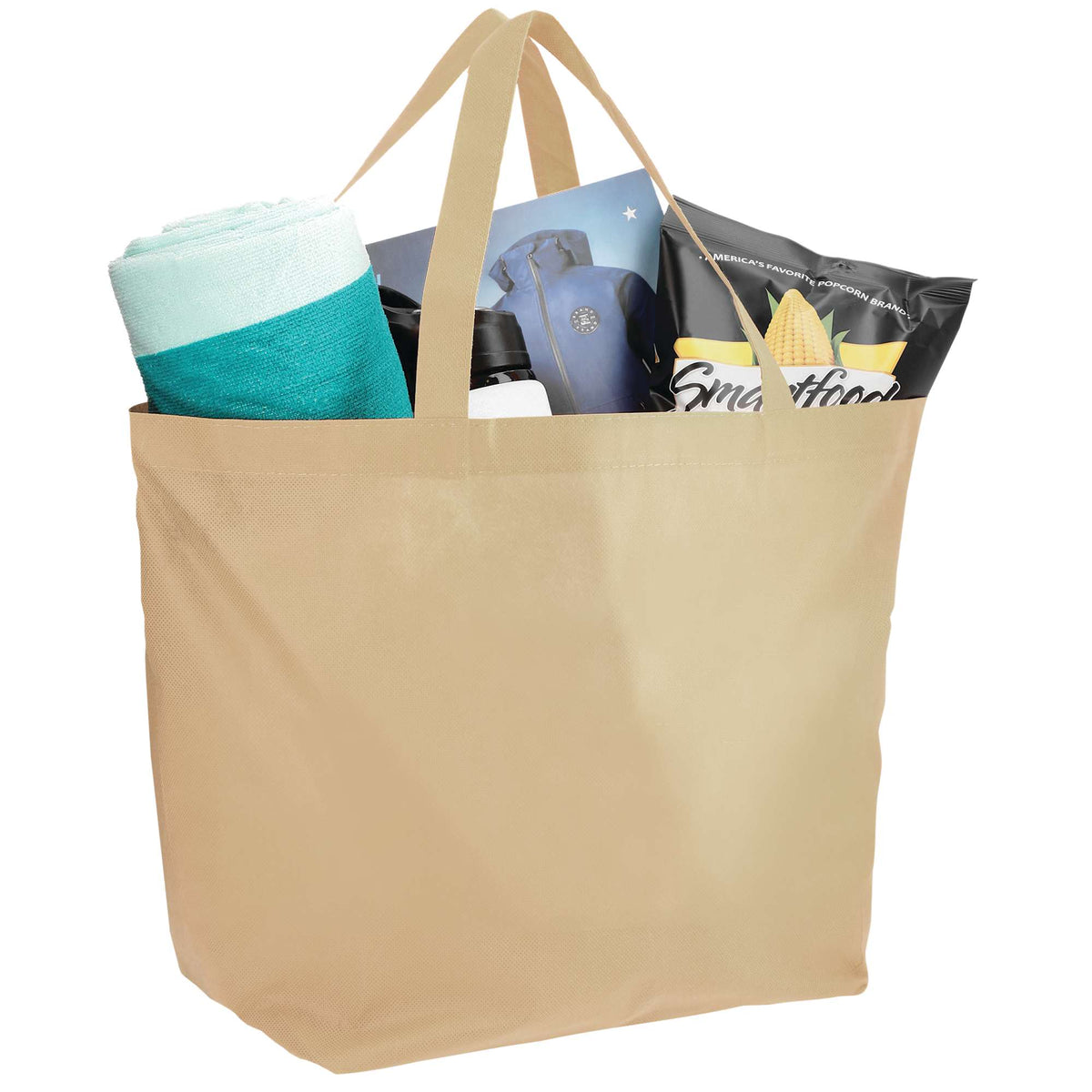 YaYa Flared Shopper Tote in Non-Woven Polypropylene - Cream - Photo 3
