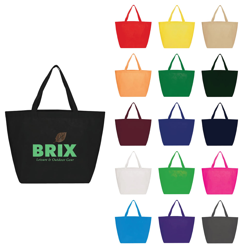 YaYa Flared Shopper Tote in Non-Woven Polypropylene Full Color - Black - Front Group