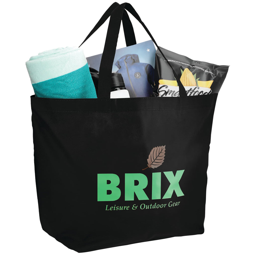 YaYa Flared Shopper Tote in Non-Woven Polypropylene Full Color - Black - Photo
